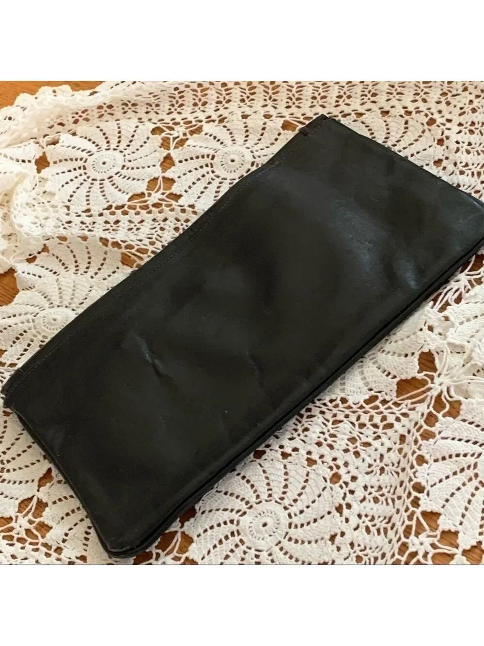 VINTAGE Genuine Leather envelope style clutch evening casual minimalist
